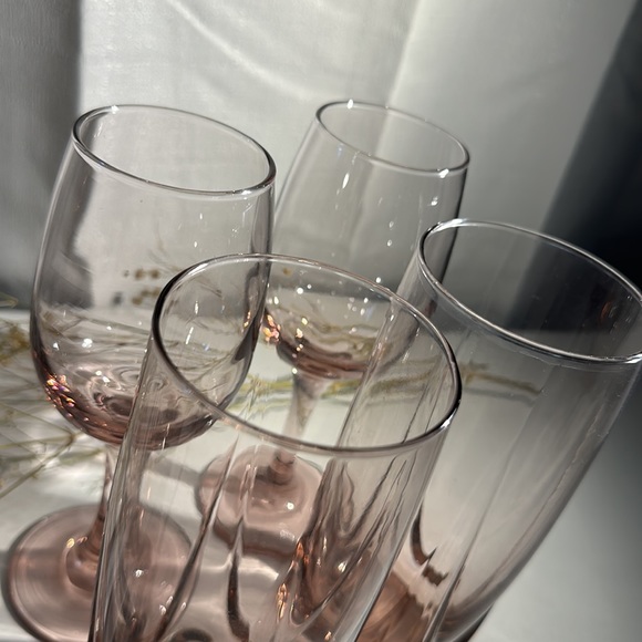 Vintage MCM Libbey Glass Set of 4 • Draped Drinking Glasses & Wine Glasses - Picture 14 of 16